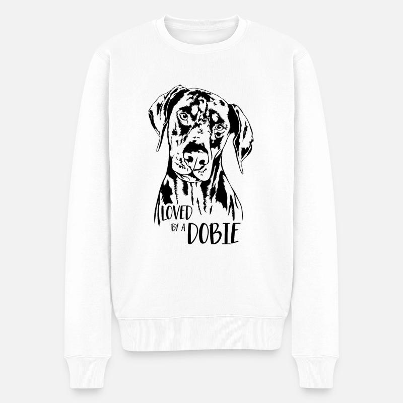 Aimé par un chien Dobie disant Doberman Wilsigns - Pull Premium bio Homme - blanc