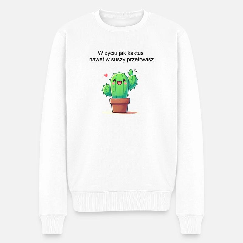 Kaktus - Männer Premium Bio Pullover - Weiß