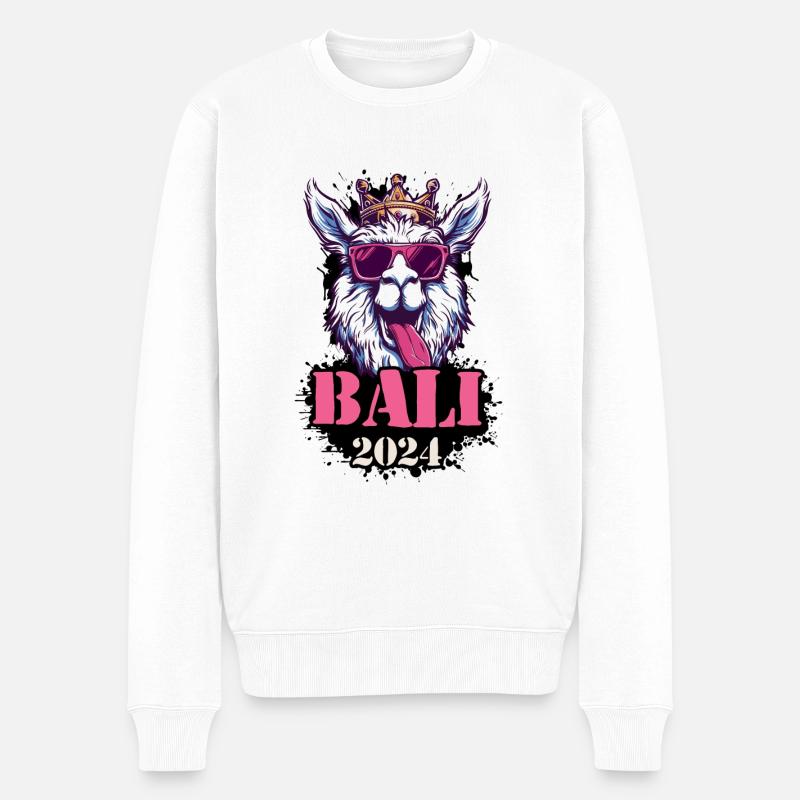 Bali 2024 Alpaka - Männer Premium Bio Pullover - Weiß