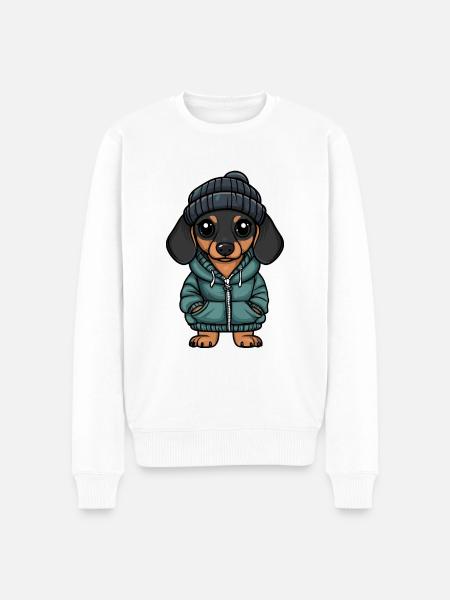Dackel DachsHund Winter - Männer Premium Bio Pullover - Weiß