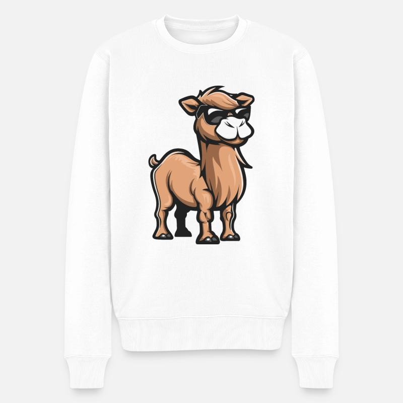 Kamel Tier - Männer Premium Bio Pullover - Weiß
