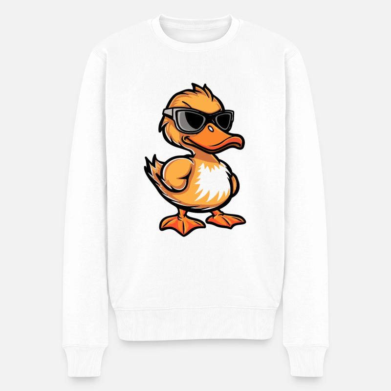 Ente Tier - Männer Premium Bio Pullover - Weiß