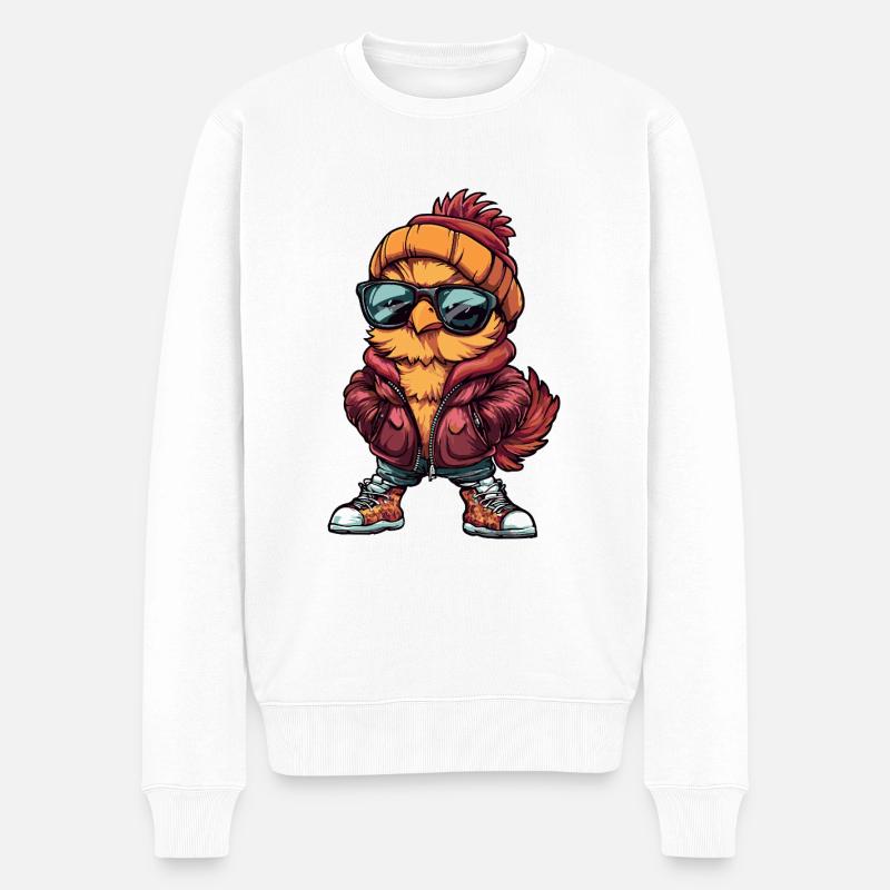 Hahn Cool Comic - Männer Premium Bio Pullover - Weiß