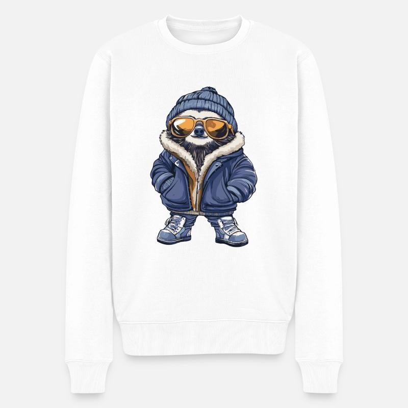 Paresseux Bande dessinée cool - Pull Premium bio Homme - blanc