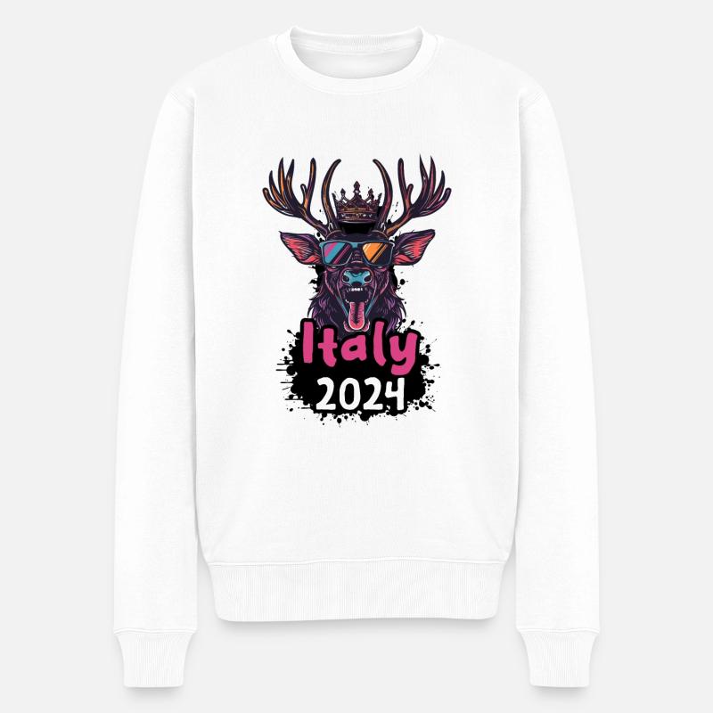 Italie 2024 Cerf - Pull Premium bio Homme - blanc