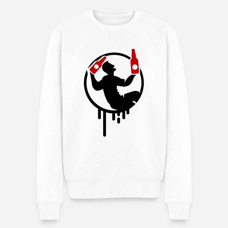 Bier Trinken Party - Männer Premium Bio Pullover - Weiß