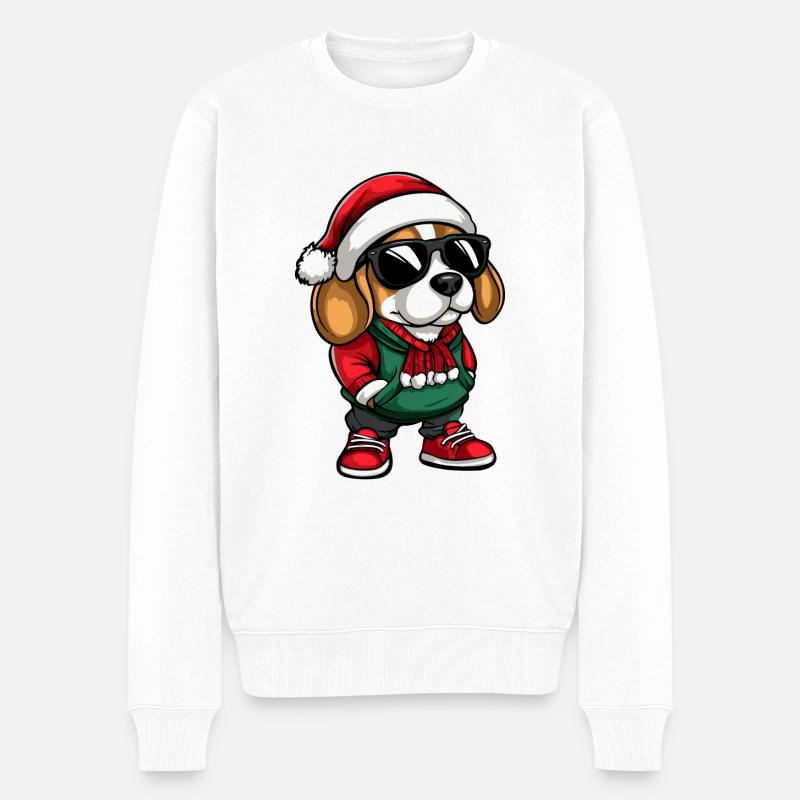 Beagle Chien Noël Noël - Pull Premium bio Homme - blanc
