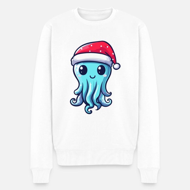 Méduse Noël mignon - Pull Premium bio Homme - blanc