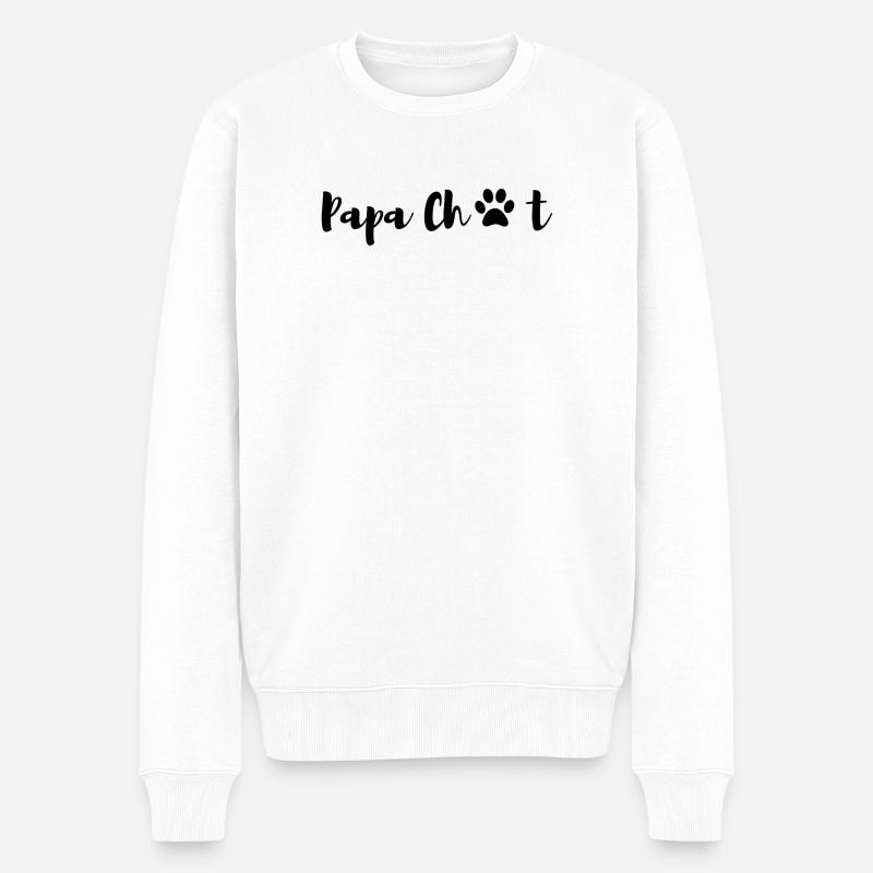 Papa Katze -T-Shirt Familie Katze passend - Männer Premium Bio Pullover - Weiß