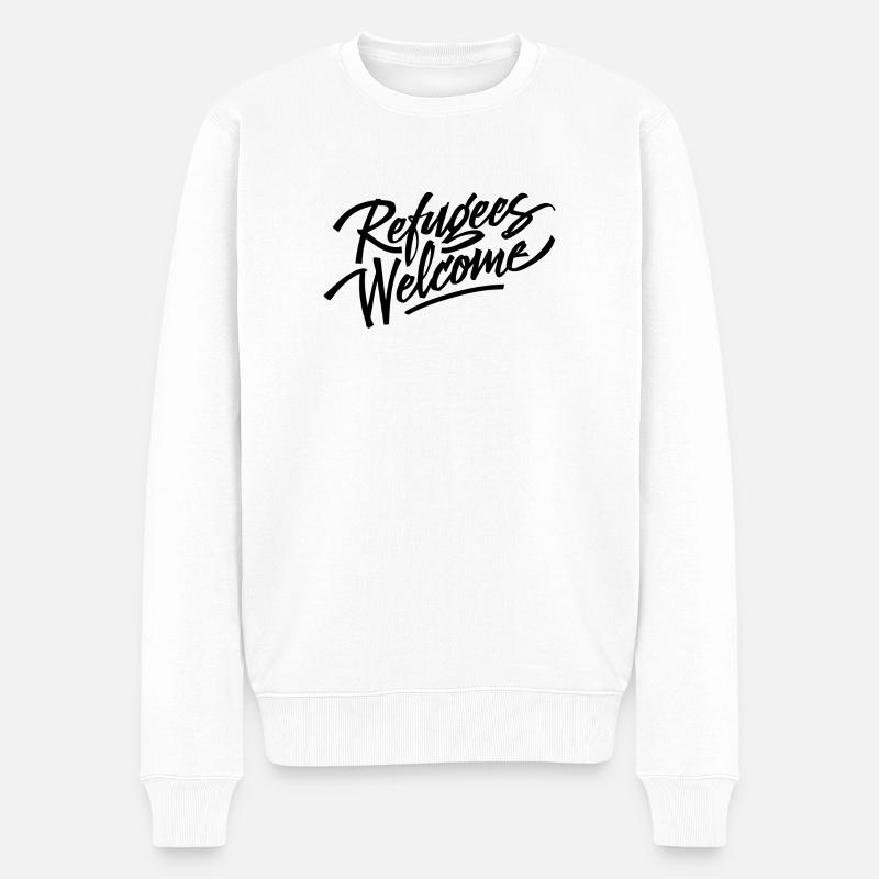 Réfugiés bienvenus - Créez des refuges! - Pull Premium bio Homme - blanc