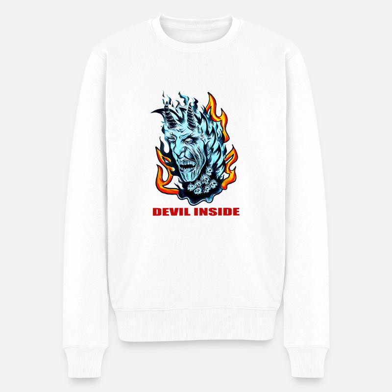 DEVIL - Männer Premium Bio Pullover - Weiß