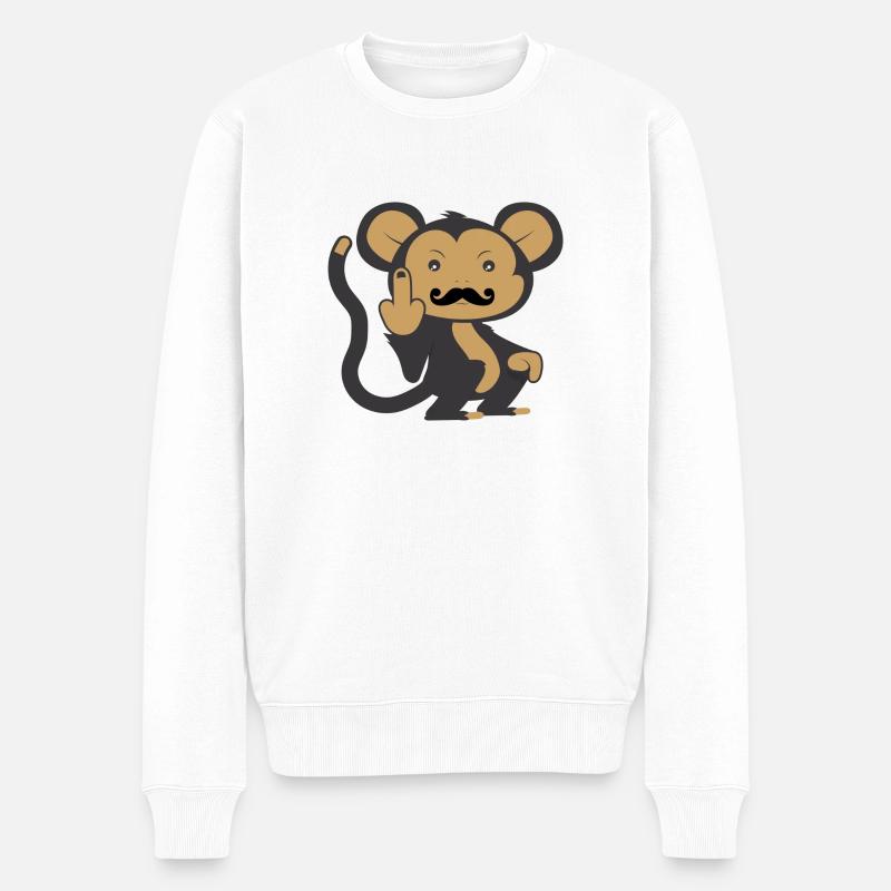 Affe mit Bart - Männer Premium Bio Pullover - Weiß