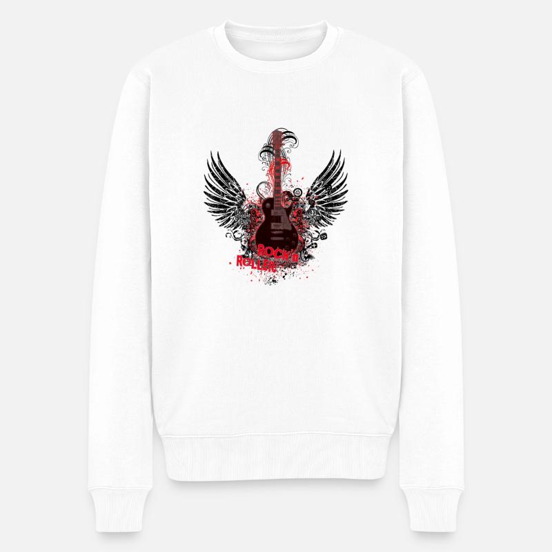 Rock'n Roller (Gitarre) 02 - Männer Premium Bio Pullover - Weiß