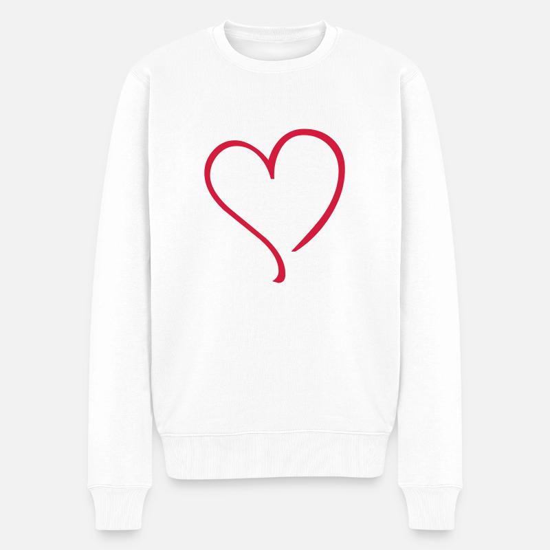 Herz - Männer Premium Bio Pullover - Weiß
