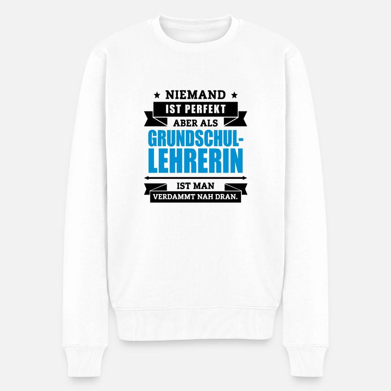 Fun Grundschullehrerin - Männer Premium Bio Pullover - Weiß