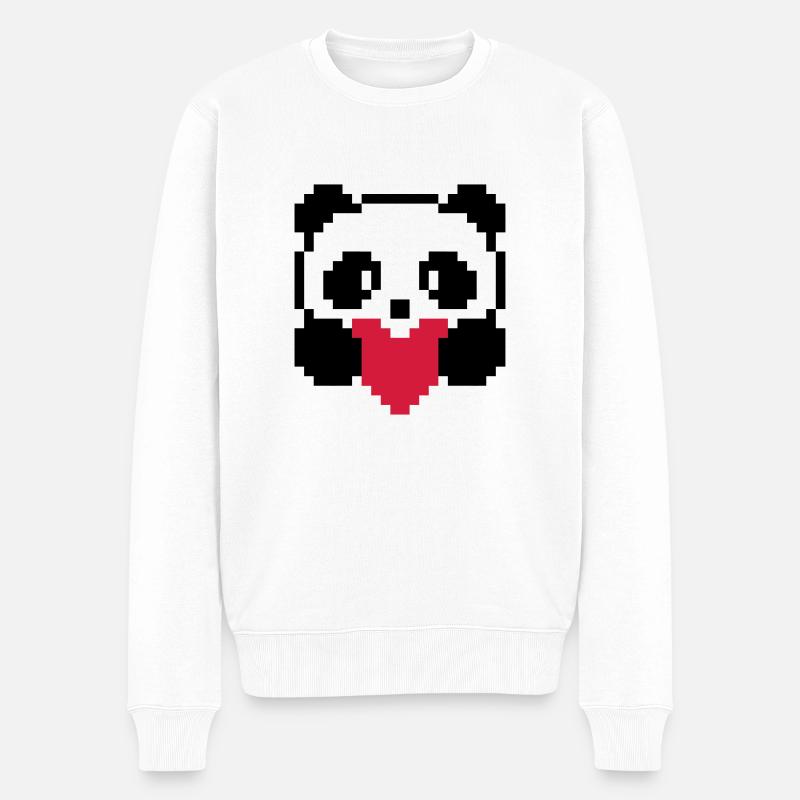 panda-coeur - Pull Premium bio Homme - blanc