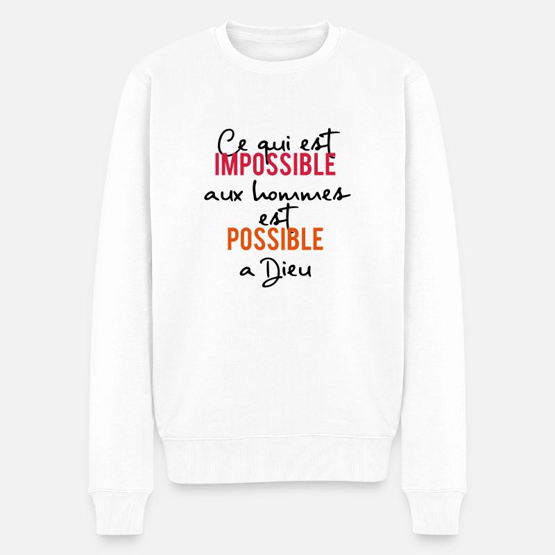 tout est possible à Dieu - Pull Premium bio Homme - blanc