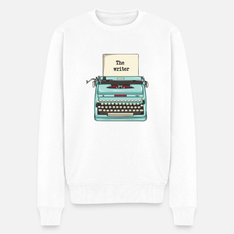 Schreibmaschine - Schriftsteller - Männer Premium Bio Pullover - Weiß