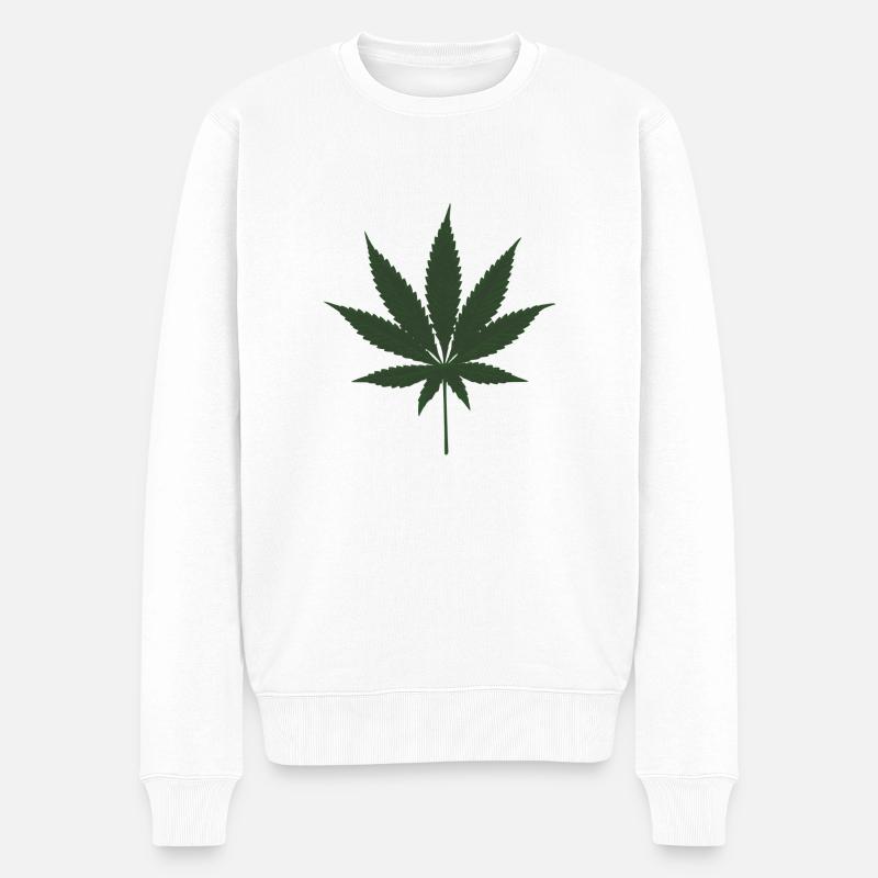 marijuana - Pull Premium bio Homme - blanc