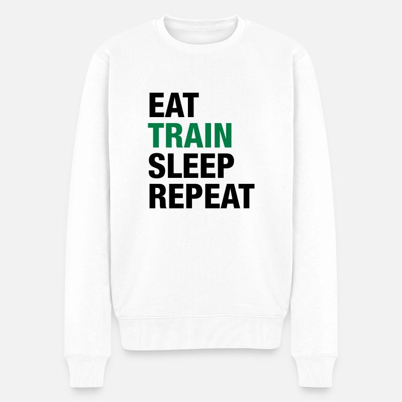 Eat Train Sleep Repeat - Männer Premium Bio Pullover - Weiß