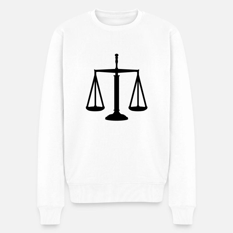 Waage - Männer Premium Bio Pullover - Weiß