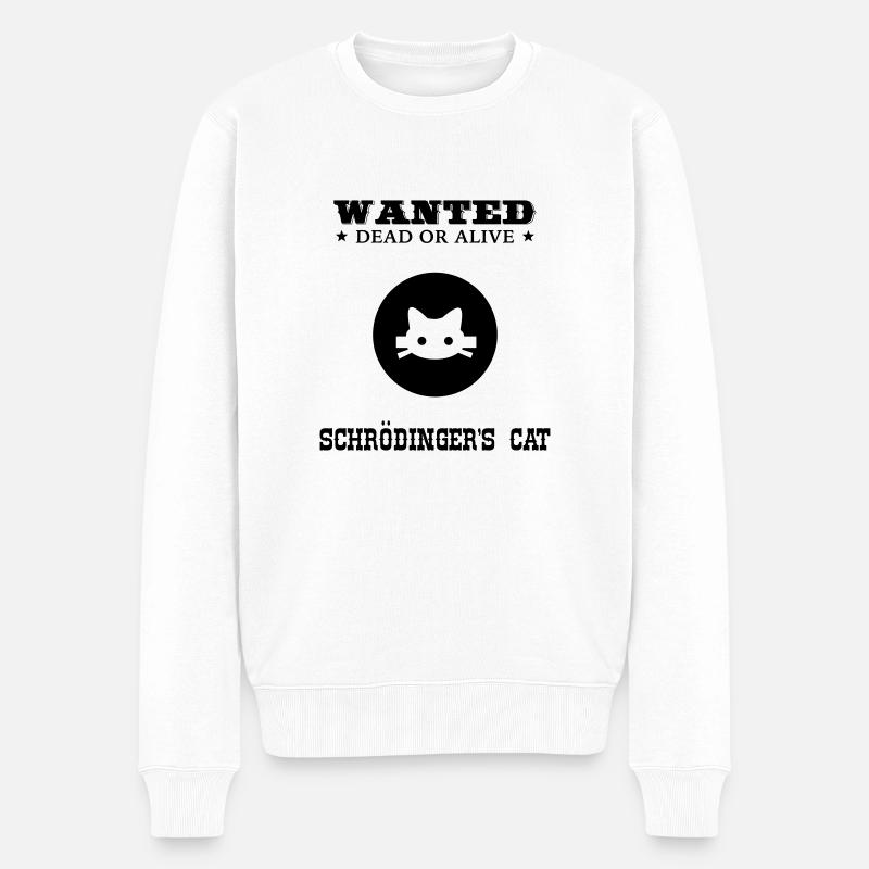 WANTED - Schrödinger's Cat - Männer Premium Bio Pullover - Weiß