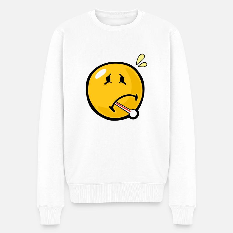 Smiley Unwell - Männer Premium Bio Pullover - Weiß