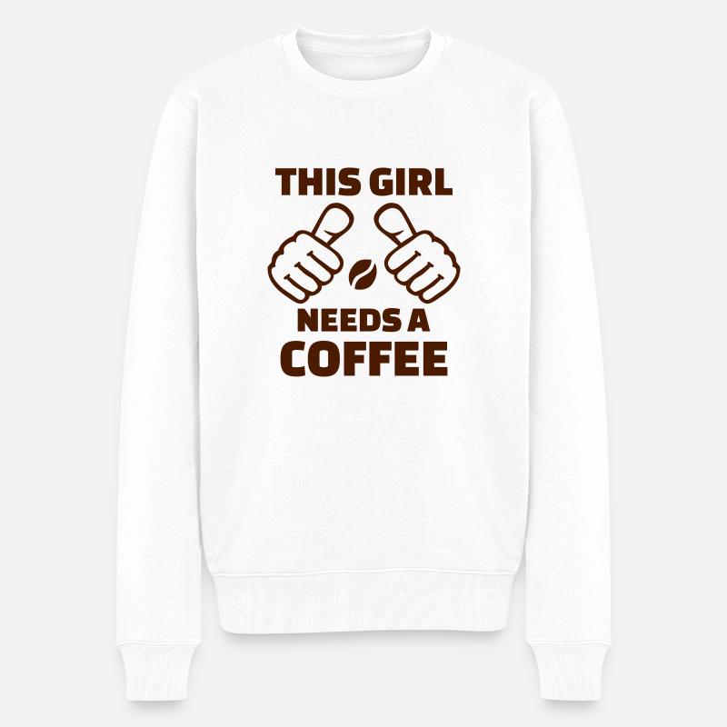 Kaffee - Männer Premium Bio Pullover - Weiß