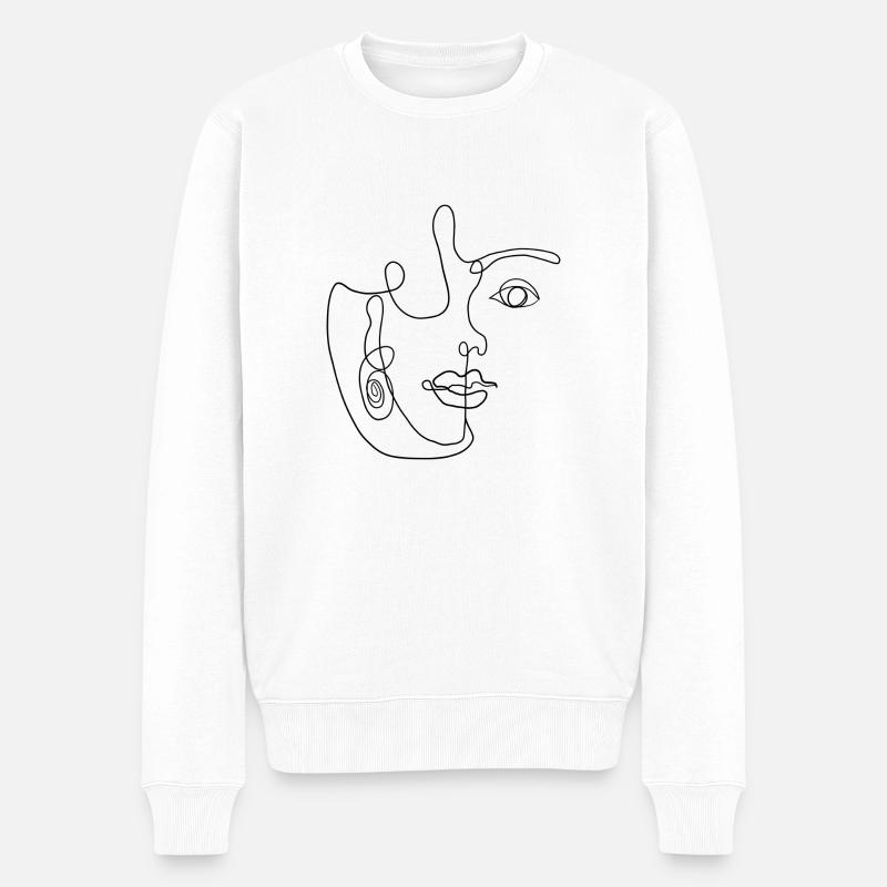One Line Art - Männer Premium Bio Pullover - Weiß
