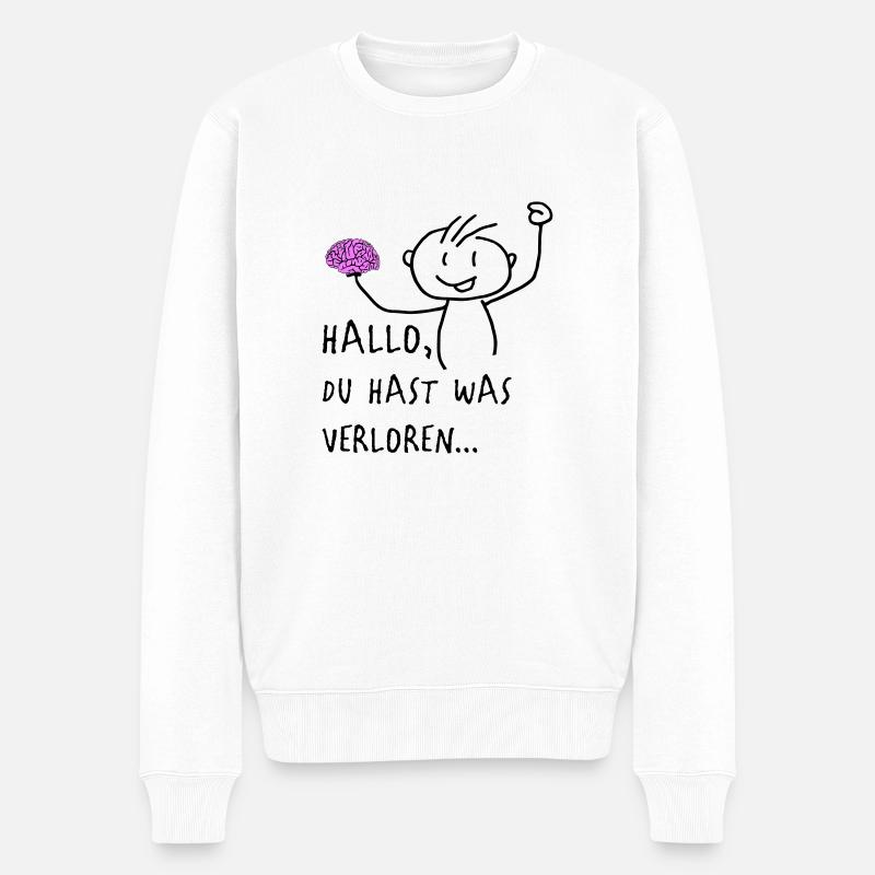verlorenes Hirn - Männer Premium Bio Pullover - Weiß