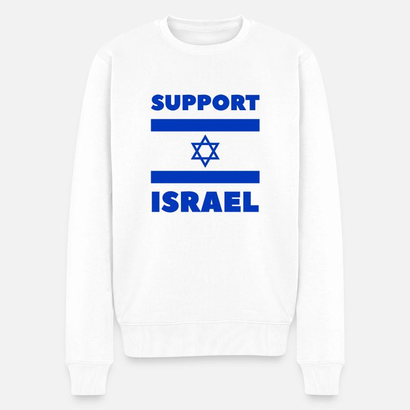 Support Israel - Männer Premium Bio Pullover - Weiß