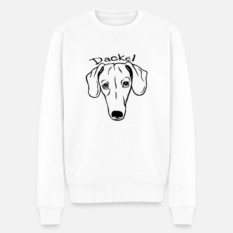 Dackel mit Schriftzug - Männer Premium Bio Pullover - Weiß