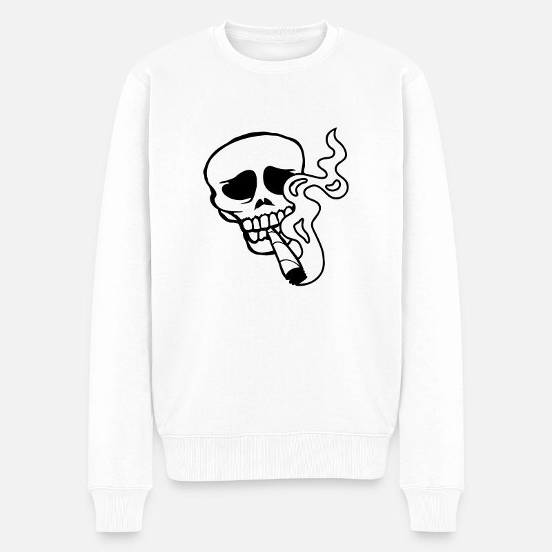 Joint fumer l’herbe du crâne - Pull Premium bio Homme - blanc