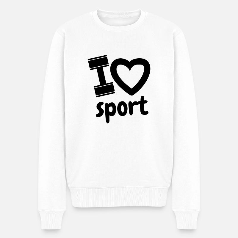 Ich liebe Sport - Männer Premium Bio Pullover - Weiß