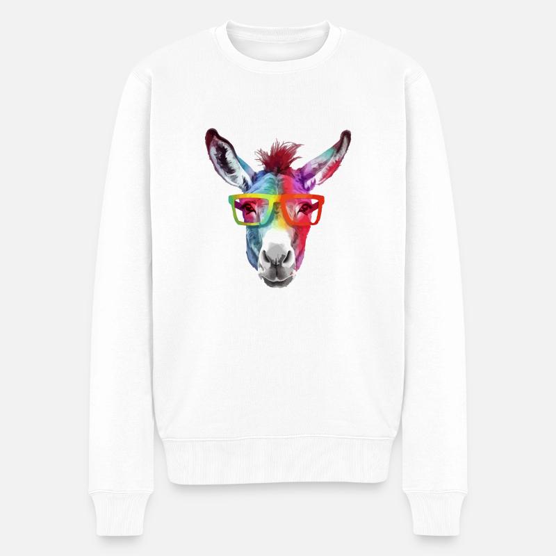 Hian, der bebrillte Esel - Männer Premium Bio Pullover - Weiß