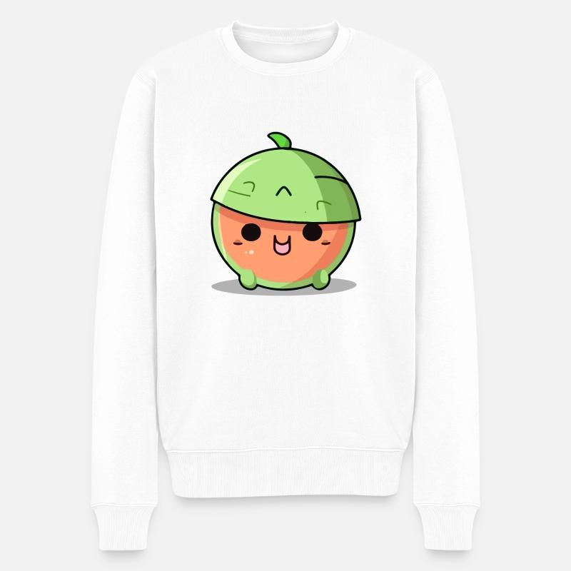 Lonlon Melone kawaii - Männer Premium Bio Pullover - Weiß