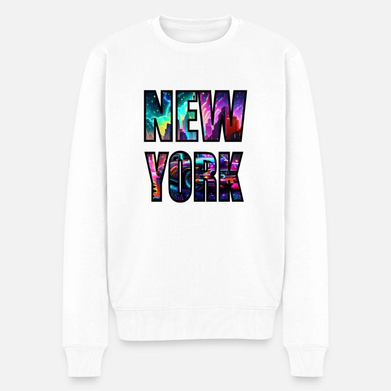 NEWYORK - Männer Premium Bio Pullover - Weiß