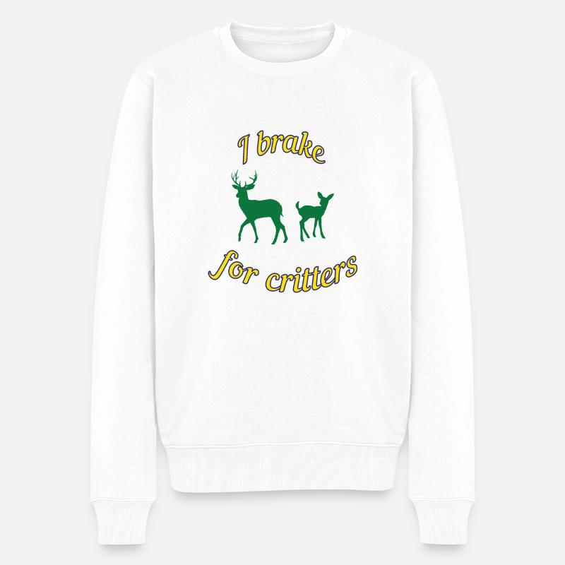 Ich bremse für die Tiere - Männer Premium Bio Pullover - Weiß