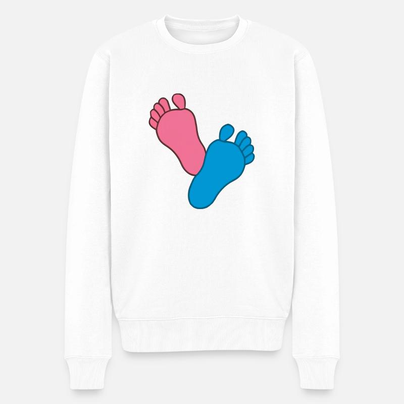 Baby Füße Mädchen Junge - Männer Premium Bio Pullover - Weiß