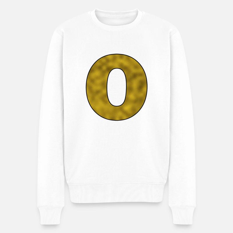 Buchstabe O Gold - Männer Premium Bio Pullover - Weiß