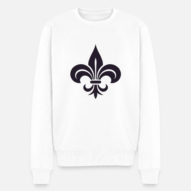 Einfache französische Lilie - Männer Premium Bio Pullover - Weiß