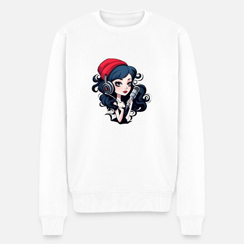 black headed gothic streamer with microphone - Männer Premium Bio Pullover - Weiß