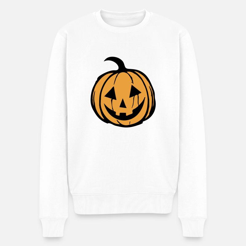 Visage de citrouille - Pull Premium bio Homme - blanc
