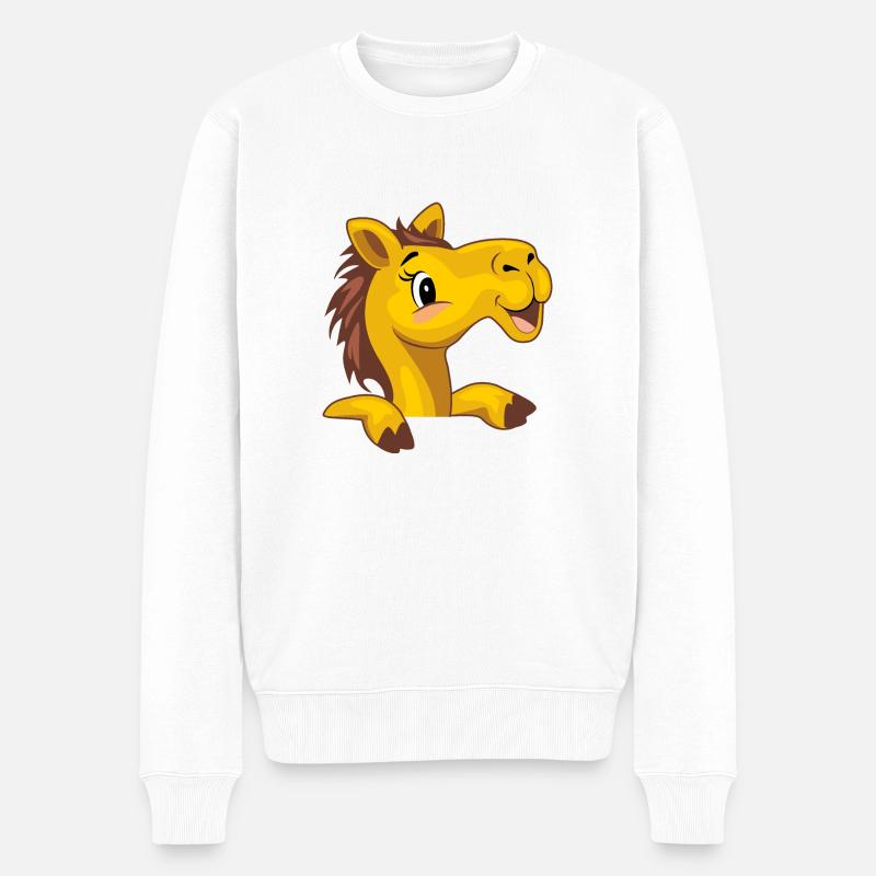 Fröhliches Baby-Kamel - Männer Premium Bio Pullover - Weiß