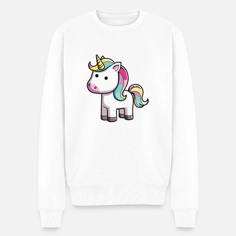 Einhorn - Männer Premium Bio Pullover - Weiß