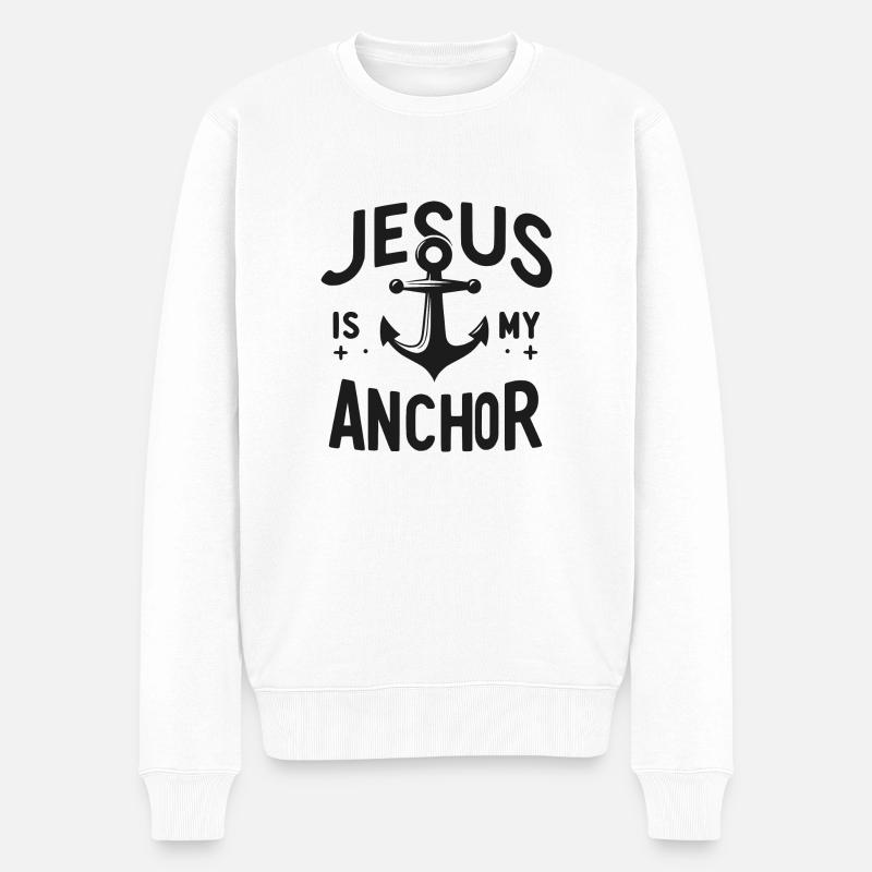 Jésus est mon ancre - Pull Premium bio Homme - blanc