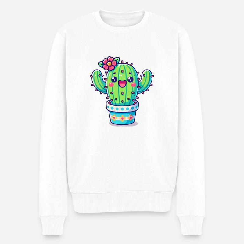 kaktus - Männer Premium Bio Pullover - Weiß