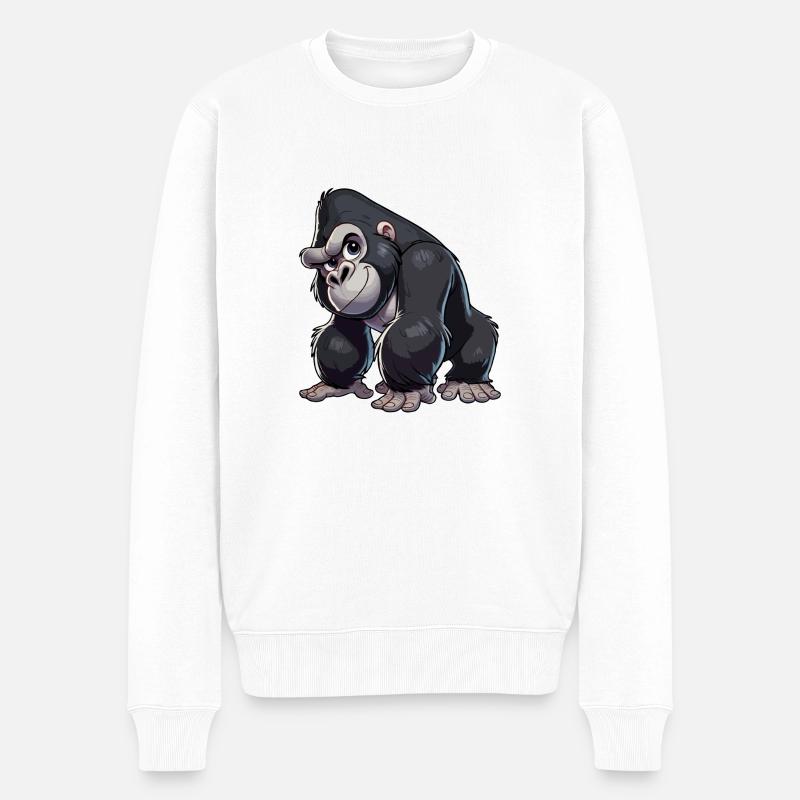 Gorilla-Kind - Männer Premium Bio Pullover - Weiß