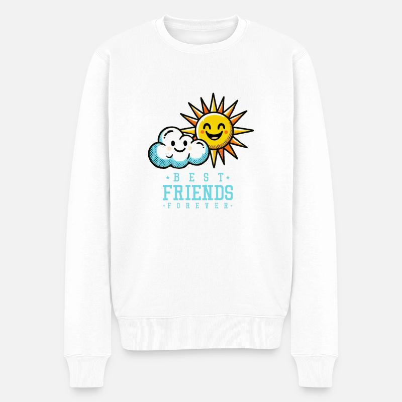 Soleil des nuages Meilleurs amis - Pull Premium bio Homme - blanc