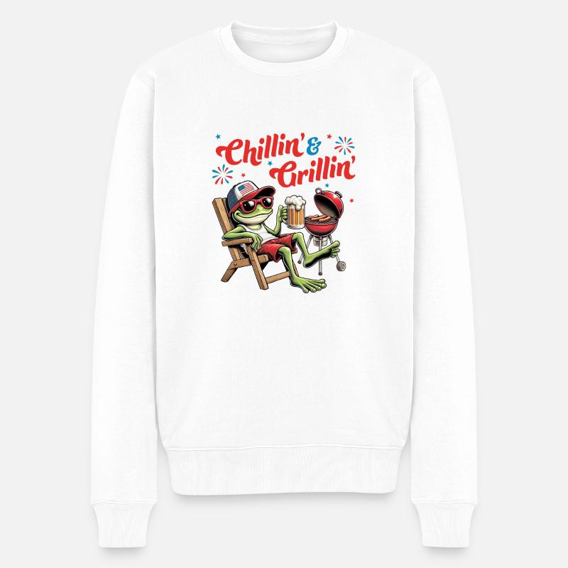 Chillen & Grillen - Männer Premium Bio Pullover - Weiß